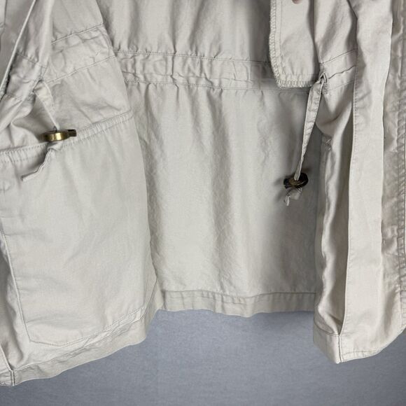 Vtg Norm Thompson Lightweight Utility Jacket Cinch Waistband Khaki Sz Petite XL - Picture 7 of 7